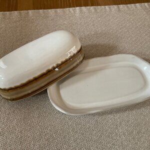 Vintage Butter Dish - “Waves Brown"
